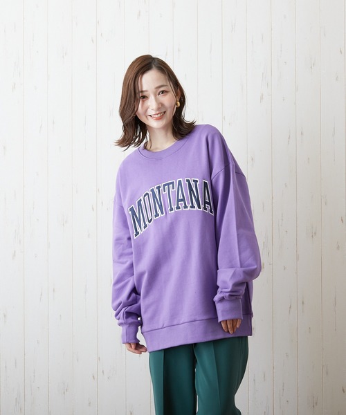 VIBGYOR（ヴィブジョー）の「【CHICHI】MONTARA LOGO / アーチロゴ 配色刺繍 クルーネック スウェット（スウェット・レディース・ブラック/パープル/ブルー/グリーン/グレー系その他・FREE）」の16枚目の写真