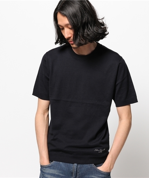 KATHARINE HAMNETT LONDON （キャサリンハムネットロンドン）の「【LAB】 ORGANIC HIGAGE PULLOVER / LABオーガニックハイゲージプルオーバーニット（ニット/セーター・メンズ・グレー/ネイビー/アイボリー・SMALL/LARGE/MEDIUM）」の3枚目の写真