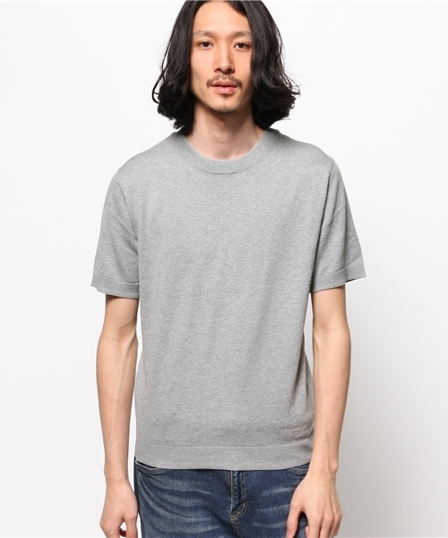 KATHARINE HAMNETT LONDON （キャサリンハムネットロンドン）の「【LAB】 ORGANIC HIGAGE PULLOVER / LABオーガニックハイゲージプルオーバーニット（ニット/セーター・メンズ・グレー/ネイビー/アイボリー・SMALL/LARGE/MEDIUM）」の4枚目の写真