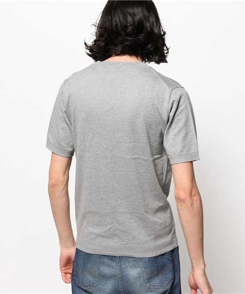 KATHARINE HAMNETT LONDON （キャサリンハムネットロンドン）の「【LAB】 ORGANIC HIGAGE PULLOVER / LABオーガニックハイゲージプルオーバーニット（ニット/セーター・メンズ・グレー/ネイビー/アイボリー・SMALL/LARGE/MEDIUM）」の6枚目の写真