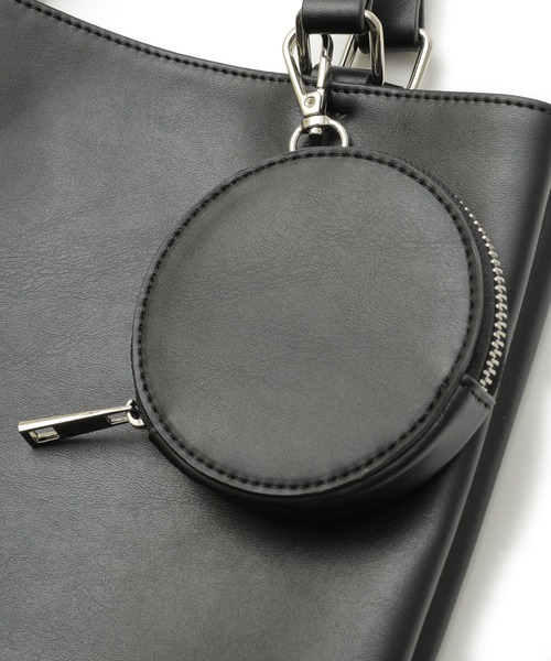 UNION STATION（ユニオンステーション）の「【コインケース付き】2WAYヴィンテージ調スクエアミニショルダーバッグ（トートバッグ・メンズ・ブラック/ブラック系その他・FREE）」の4枚目の写真