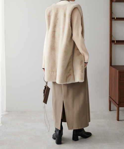 DISCOAT（ディスコート）の「ハイウエストナロースカート（スカート・レディース・ブラック/アイボリー/モカ・FREE）」の12枚目の写真