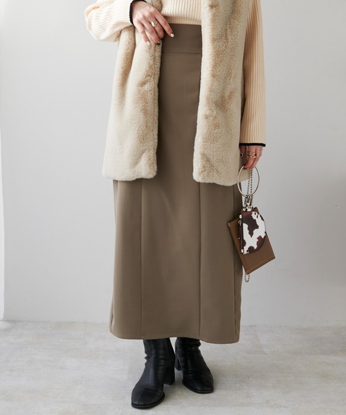 DISCOAT（ディスコート）の「ハイウエストナロースカート（スカート・レディース・ブラック/アイボリー/モカ・FREE）」の18枚目の写真