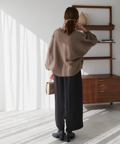 DISCOAT（ディスコート）の「ハイウエストナロースカート（スカート・レディース・ブラック/アイボリー/モカ・FREE）」の6枚目の写真