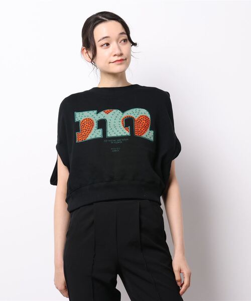 moyan ecri(モヤン エクリ)の「<moyan ecri>オーガニックコットン100%”m”パッチ刺繍2WAY裏毛プルオーバー(スウェット・レディース・ホワイト/ブラック/グレー・FREE)」の6枚目の写真
