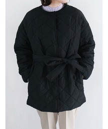 キルティングベルト付きブルゾン