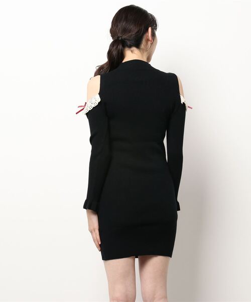 lissi Boutique（リージーブティック）の「【lissi Boutique】肩開きプチハイニットタイトワンピース（ワンピース・レディース・ホワイト/ブラック・FREE）」の15枚目の写真