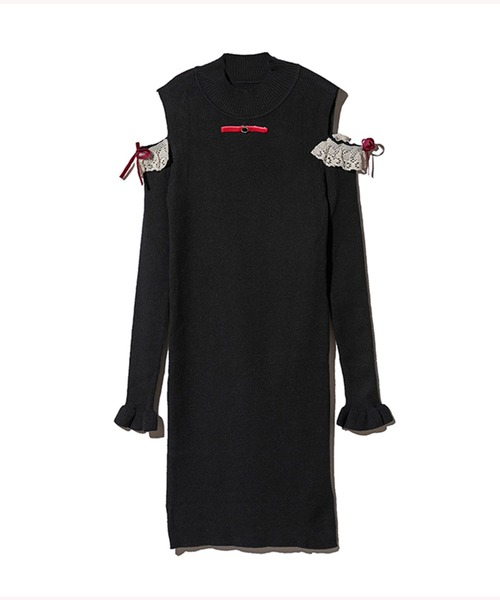 lissi Boutique（リージーブティック）の「【lissi Boutique】肩開きプチハイニットタイトワンピース（ワンピース・レディース・ホワイト/ブラック・FREE）」の11枚目の写真