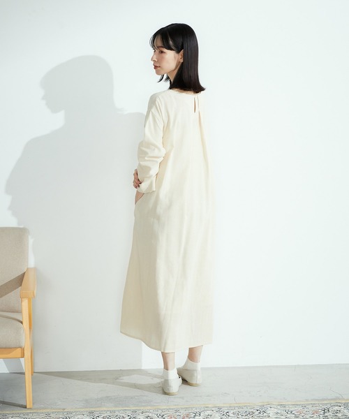 ONIGIRI(オニギリ)の「長袖 アッパッパ ワンピース(ワンピース・レディース・ベージュ/イエロー/ブルー・MEDIUM/LARGE)」の12枚目の写真