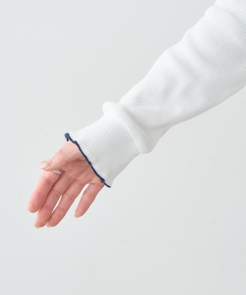 PUAL CE CIN（ピュアルセシン）の「配色リブテレコハイネックロングスリーブ（Tシャツ/カットソー・レディース・アイボリー/グレー/ライトベージュ・FREE）」の8枚目の写真