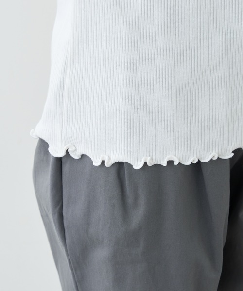 PUAL CE CIN（ピュアルセシン）の「配色リブテレコハイネックロングスリーブ（Tシャツ/カットソー・レディース・アイボリー/グレー/ライトベージュ・FREE）」の9枚目の写真