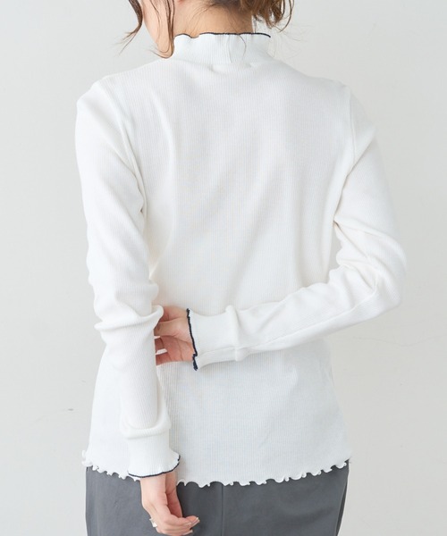 PUAL CE CIN（ピュアルセシン）の「配色リブテレコハイネックロングスリーブ（Tシャツ/カットソー・レディース・アイボリー/グレー/ライトベージュ・FREE）」の12枚目の写真