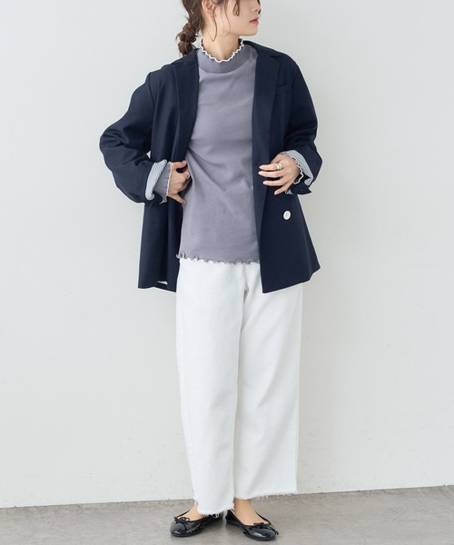 PUAL CE CIN（ピュアルセシン）の「配色リブテレコハイネックロングスリーブ（Tシャツ/カットソー・レディース・アイボリー/グレー/ライトベージュ・FREE）」の14枚目の写真