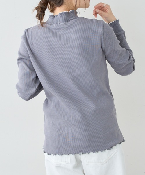 PUAL CE CIN（ピュアルセシン）の「配色リブテレコハイネックロングスリーブ（Tシャツ/カットソー・レディース・アイボリー/グレー/ライトベージュ・FREE）」の18枚目の写真