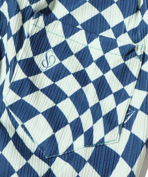 atmos pink(アトモスピンク)の「atmos pink チェッカーリブフレアPT / アトモスピンク チェッカーリブフレアパンツ(その他パンツ・レディース・ネイビー/ブラウン・FREE)」の5枚目の写真