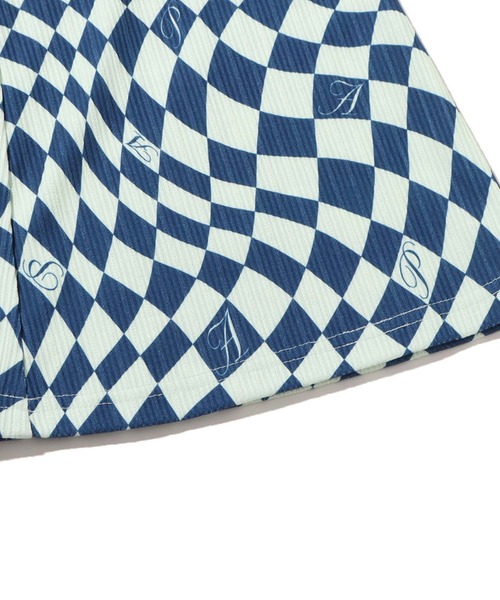 atmos pink(アトモスピンク)の「atmos pink チェッカーリブフレアPT / アトモスピンク チェッカーリブフレアパンツ(その他パンツ・レディース・ネイビー/ブラウン・FREE)」の6枚目の写真