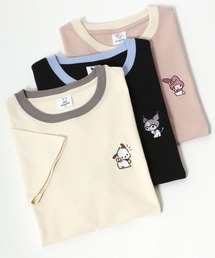 sanrio（サンリオ）の「SANRIO(サンリオ)キャラクター ワンポイント刺繍リンガーＴシャツ（Tシャツ/カットソー）」