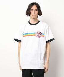 LONELY/論理 | LONELY論理/ロンリー/グラフィックプリントリンガーTシャツ/RainbowSex TrimTee(Tシャツ/カットソー)