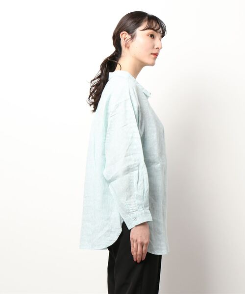 Samansa Mos2（サマンサ モスモス）の「柄アソートリネンシャツ（シャツ/ブラウス・レディース・イエロー/オフホワイト/ネイビー/ピンク/ベージュ/ミント・ﾌﾘ-）」の8枚目の写真