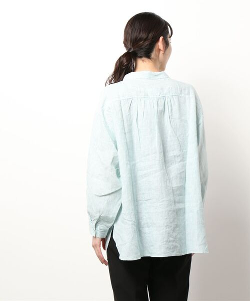 Samansa Mos2（サマンサ モスモス）の「柄アソートリネンシャツ（シャツ/ブラウス・レディース・イエロー/オフホワイト/ネイビー/ピンク/ベージュ/ミント・ﾌﾘ-）」の7枚目の写真