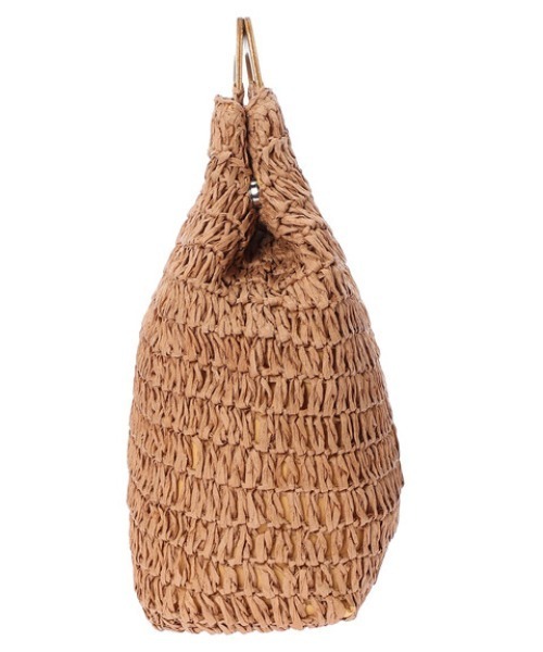 Green　Parks（グリーンパークス）の「・ウッドハンドルペーパートート（トートバッグ・レディース・オレンジ/グレイッシュベージュ/グリーン・FREE）」の5枚目の写真