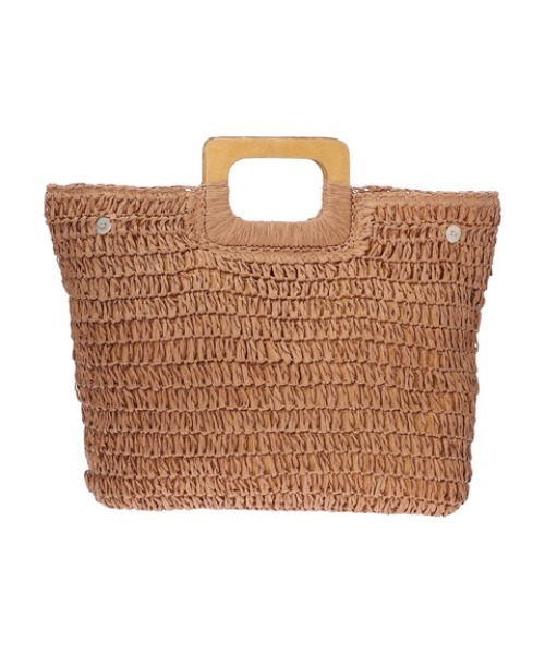 Green　Parks（グリーンパークス）の「・ウッドハンドルペーパートート（トートバッグ・レディース・オレンジ/グレイッシュベージュ/グリーン・FREE）」の9枚目の写真