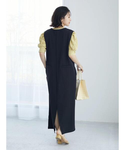 Green　Parks（グリーンパークス）の「・ELENCARE DUE Vネックロングジャンスカ（ジャンパースカート・レディース・ブラック/イエロー/アイボリー・FREE）」の20枚目の写真