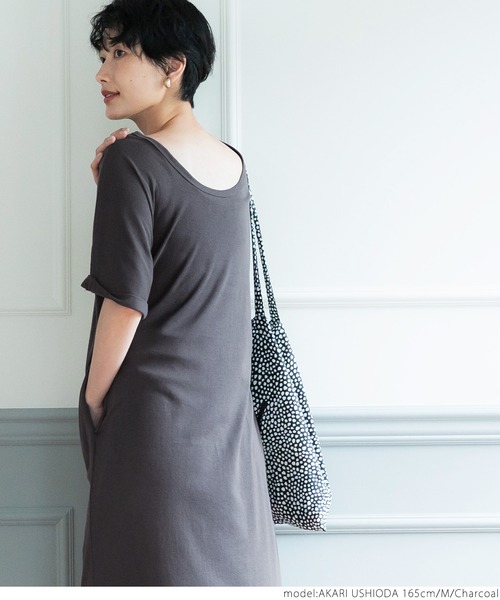 coca（coca）（コカ）の「ガーゼ天竺ゆるワンピース（ワンピース・レディース・チャコールグレー/カーキ・M/L）」の7枚目の写真