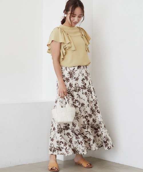 INCEDE(インシード)の「単色フラワープリント ブッチャースカート(スカート・レディース・ブラック/ブラウン/ブルー・LL/3L/4L/TL/M)」の20枚目の写真