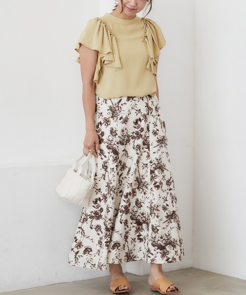 INCEDE(インシード)の「単色フラワープリント ブッチャースカート(スカート・レディース・ブラック/ブラウン/ブルー・LL/3L/4L/TL/M)」の21枚目の写真