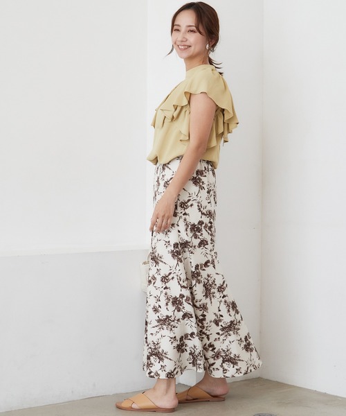 INCEDE(インシード)の「単色フラワープリント ブッチャースカート(スカート・レディース・ブラック/ブラウン/ブルー・LL/3L/4L/TL/M)」の22枚目の写真