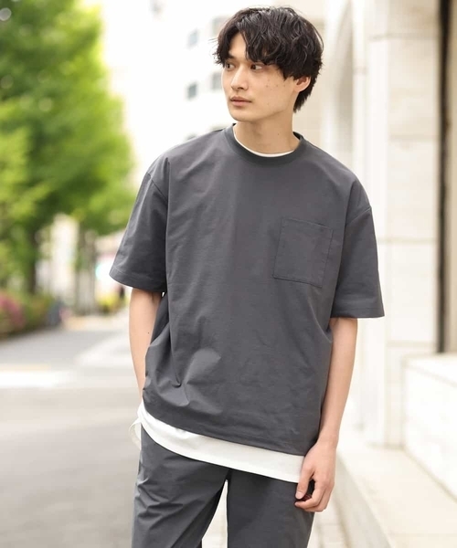 a.v.v（アーヴェヴェ）の「【S-XXL】ドローコード付きワイドシルエットカットソー（セットアップ対応）（Tシャツ/カットソー・メンズ・ブラック/ホワイト/チャコールグレー・48/50/46/44/52）」の4枚目の写真