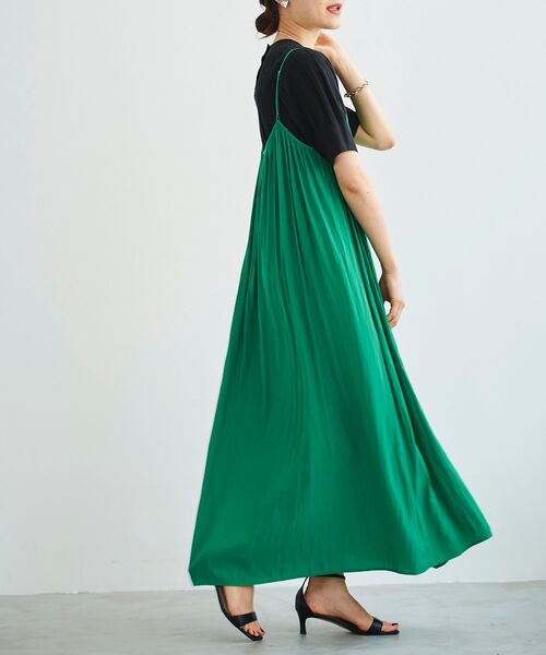 le.coeur blanc（ルクールブラン）の「デシンギャザーキャミワンピース（ワンピース・レディース・ブラック/パープル/グリーン・38）」の5枚目の写真