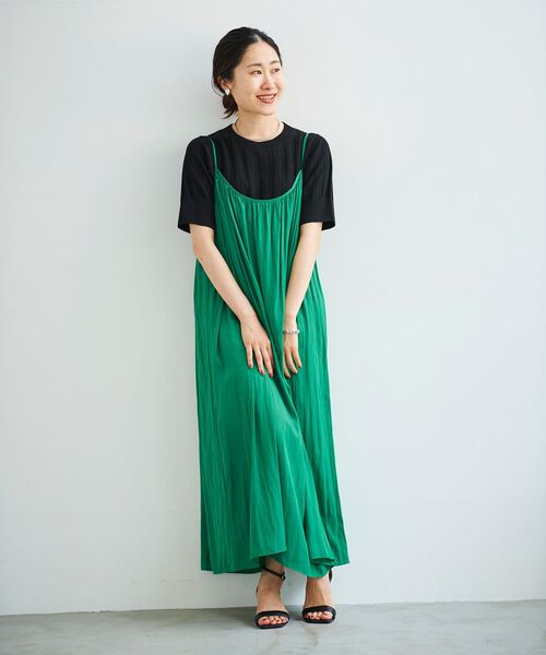 le.coeur blanc（ルクールブラン）の「デシンギャザーキャミワンピース（ワンピース・レディース・ブラック/パープル/グリーン・38）」の7枚目の写真