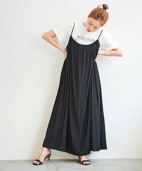 le.coeur blanc（ルクールブラン）の「デシンギャザーキャミワンピース（ワンピース・レディース・ブラック/パープル/グリーン・38）」の12枚目の写真