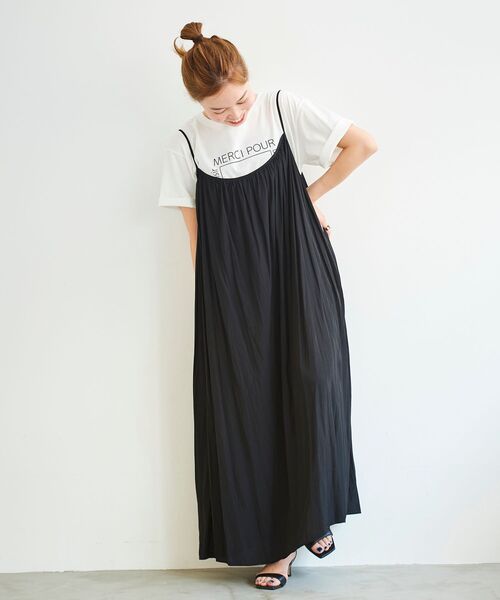 le.coeur blanc（ルクールブラン）の「デシンギャザーキャミワンピース（ワンピース・レディース・ブラック/パープル/グリーン・38）」の15枚目の写真