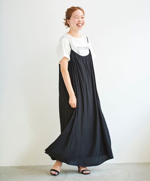 le.coeur blanc（ルクールブラン）の「デシンギャザーキャミワンピース（ワンピース・レディース・ブラック/パープル/グリーン・38）」の17枚目の写真