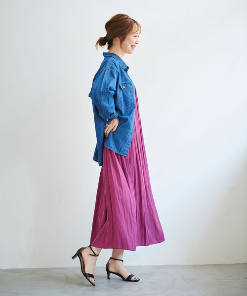 le.coeur blanc（ルクールブラン）の「デシンギャザーキャミワンピース（ワンピース・レディース・ブラック/パープル/グリーン・38）」の22枚目の写真