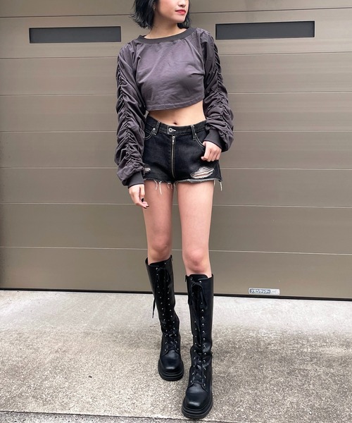 SPIRALGIRL（スパイラルガール）の「3way袖ギャザートップス（Tシャツ/カットソー・レディース・ホワイト/ブラック/イエロー・FREE）」の10枚目の写真