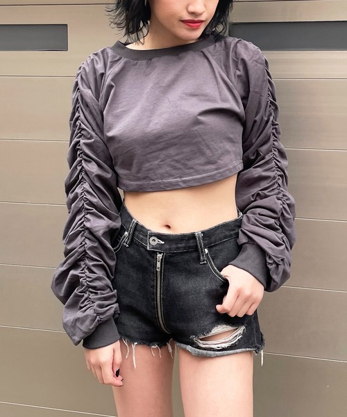 SPIRALGIRL（スパイラルガール）の「3way袖ギャザートップス（Tシャツ/カットソー・レディース・ホワイト/ブラック/イエロー・FREE）」の11枚目の写真