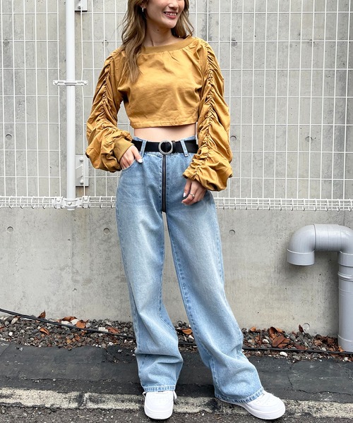 SPIRALGIRL（スパイラルガール）の「3way袖ギャザートップス（Tシャツ/カットソー・レディース・ホワイト/ブラック/イエロー・FREE）」の12枚目の写真