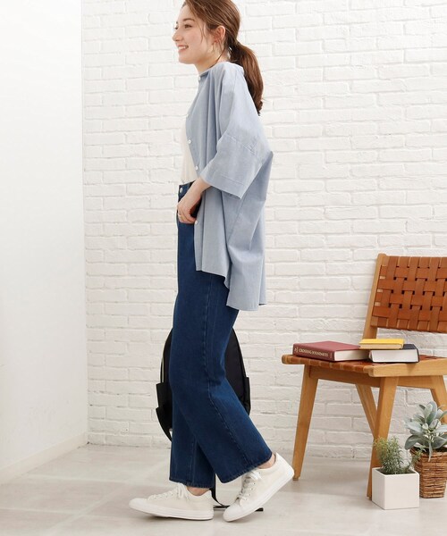 SHOO・LA・RUE(シューラルー)の「◆ポンチョ風前あきシャツ(シャツ/ブラウス・レディース・ライトブルー/カーキ/オレンジ/ホワイト系・00)」の10枚目の写真