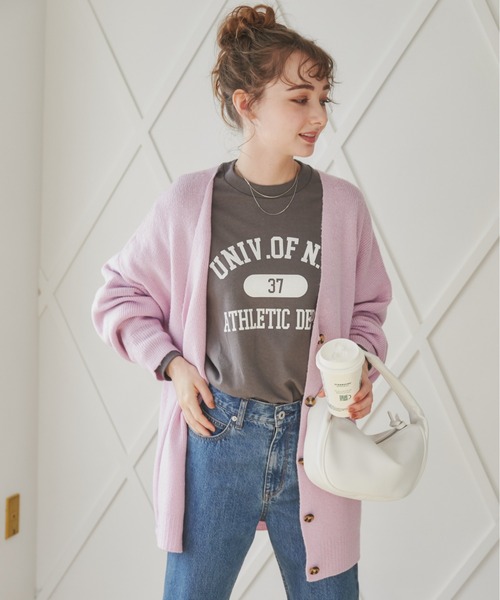 ANGIE(アンジー)の「オーバーサイズVネックニットカーディガン(カーディガン/ボレロ・レディース・パープル/ネイビー/ピンク/ライム/オレンジ/ブラウン/ベージュ/杢グレー/アイボリー/ライトパープル/ライトグリーン・FREE)」の20枚目の写真