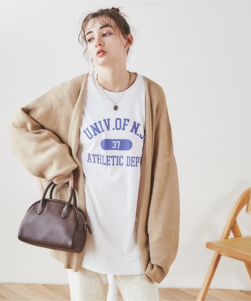 ANGIE(アンジー)の「オーバーサイズVネックニットカーディガン(カーディガン/ボレロ・レディース・パープル/ネイビー/ピンク/ライム/オレンジ/ブラウン/ベージュ/杢グレー/アイボリー/ライトパープル/ライトグリーン・FREE)」の13枚目の写真