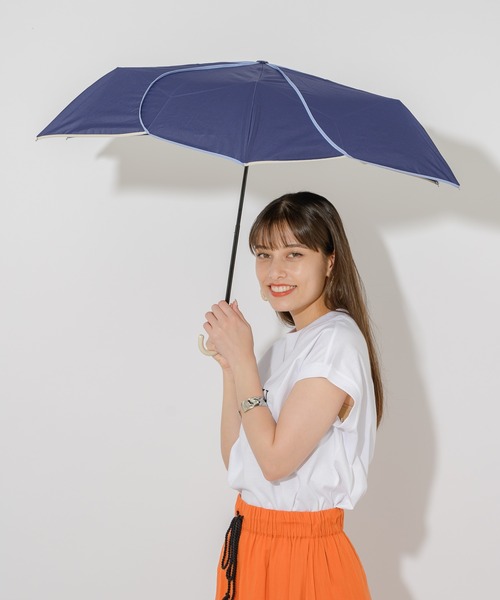 because（ビコーズ）の「because　バイカラーパイピング はなびらミニ折り畳傘（折りたたみ傘・レディース・ホワイト/パープル/ネイビー/グリーン/グレイッシュベージュ/ピンク/ベージュ・FREE）」の12枚目の写真