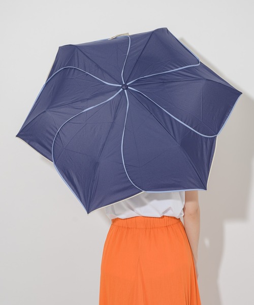 because（ビコーズ）の「because　バイカラーパイピング はなびらミニ折り畳傘（折りたたみ傘・レディース・ホワイト/パープル/ネイビー/グリーン/グレイッシュベージュ/ピンク/ベージュ・FREE）」の19枚目の写真