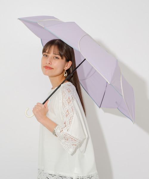 because（ビコーズ）の「because　バイカラーパイピング はなびらミニ折り畳傘（折りたたみ傘・レディース・ホワイト/パープル/ネイビー/グリーン/グレイッシュベージュ/ピンク/ベージュ・FREE）」の13枚目の写真