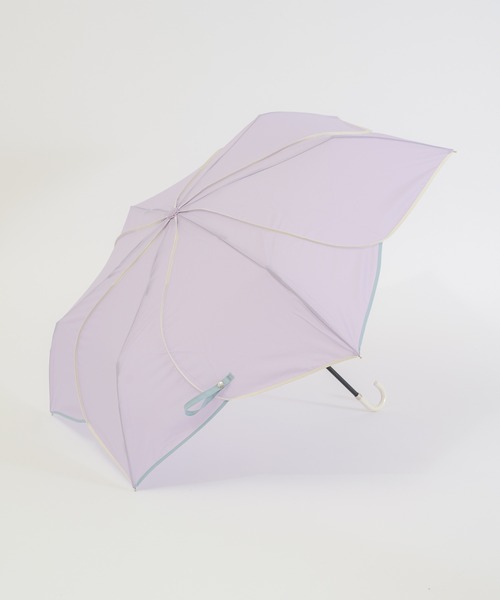 because（ビコーズ）の「because　バイカラーパイピング はなびらミニ折り畳傘（折りたたみ傘・レディース・ホワイト/パープル/ネイビー/グリーン/グレイッシュベージュ/ピンク/ベージュ・FREE）」の10枚目の写真