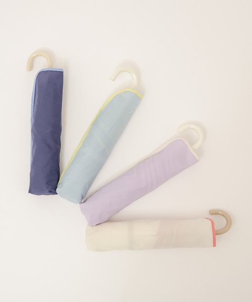 because（ビコーズ）の「because　バイカラーパイピング はなびらミニ折り畳傘（折りたたみ傘・レディース・ホワイト/パープル/ネイビー/グリーン/グレイッシュベージュ/ピンク/ベージュ・FREE）」の14枚目の写真