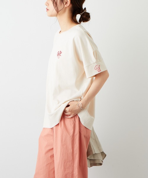 PUAL CE CIN（ピュアルセシン）の「オーガニックコットンフロッキープリントTシャツ（Tシャツ/カットソー・レディース・ナチュラル/グレイッシュベージュ・FREE）」の6枚目の写真